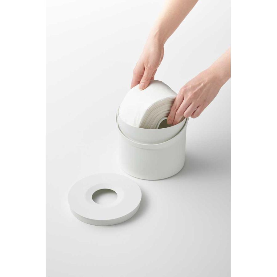 ティッシュケース tower タワー ハンドル付きティッシュケース シンプル 丸形 丸い 円形 おしゃれ ティッシュカバー 山崎実業 正規品 ホワイト | tower | 07