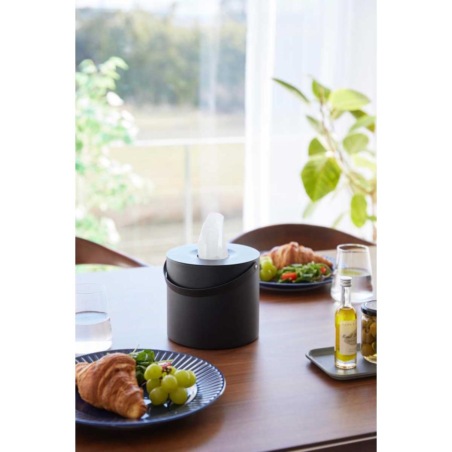 ティッシュケース tower タワー ハンドル付きティッシュケース シンプル 丸形 丸い 円形 おしゃれ ティッシュカバー 山崎実業 正規品 ブラック | tower | 02