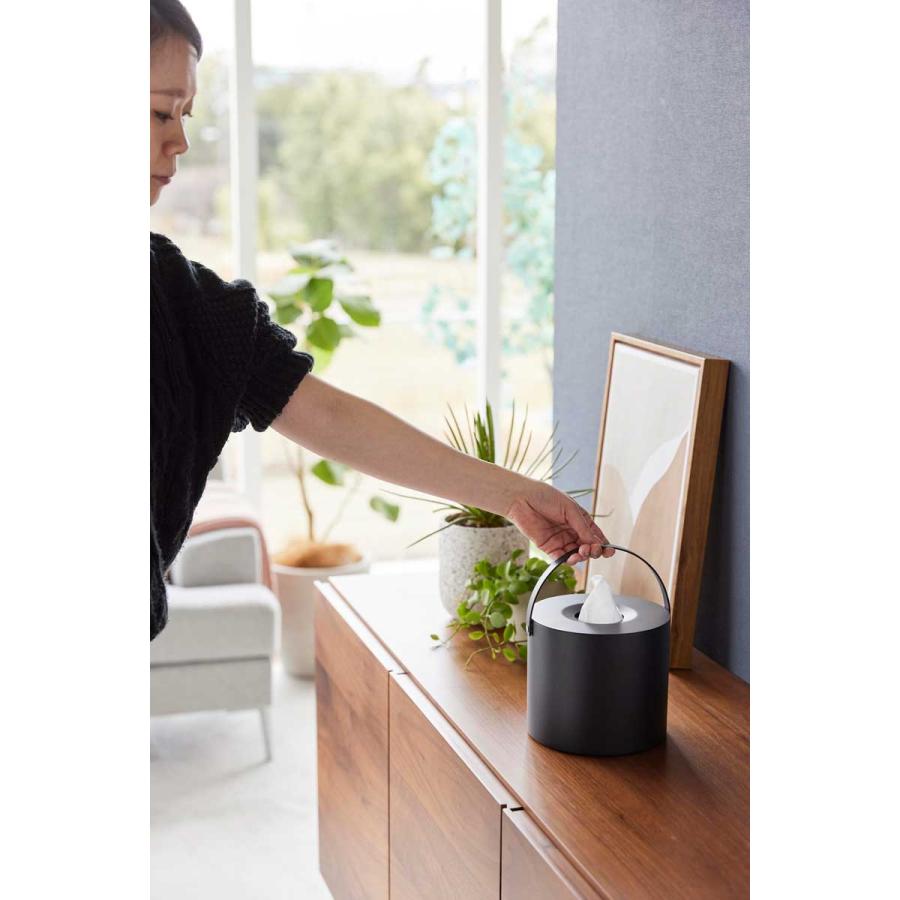 ティッシュケース tower タワー ハンドル付きティッシュケース シンプル 丸形 丸い 円形 おしゃれ ティッシュカバー 山崎実業 正規品 ブラック | tower | 05