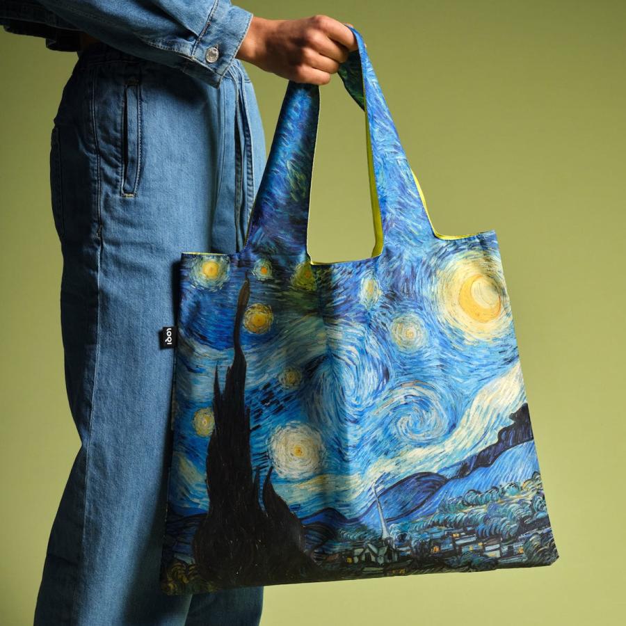 折りたたみトート エコバッグ LOQI 正規品 Recycled Bag 撥水加工 大きめ ローキー MUSEUM Collection ヴィンセント・ヴァン・ゴッホ / 星月夜 | LOQI | 01