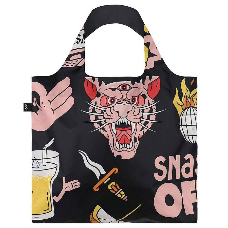 エコバッグ LOQI 正規品 Recycled Bag ローキー ARTISTS Collection SNASK/Tiger Snake Beer Black タイガー スネーク ビール ブラック | 