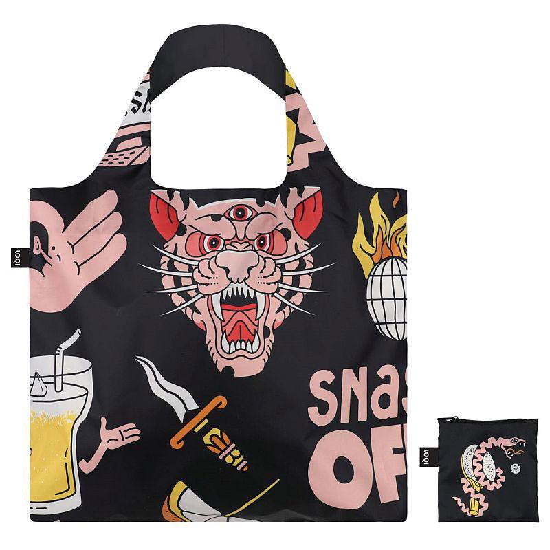 エコバッグ LOQI 正規品 Recycled Bag ローキー ARTISTS Collection SNASK/Tiger Snake Beer Black タイガー スネーク ビール ブラック |  | 01