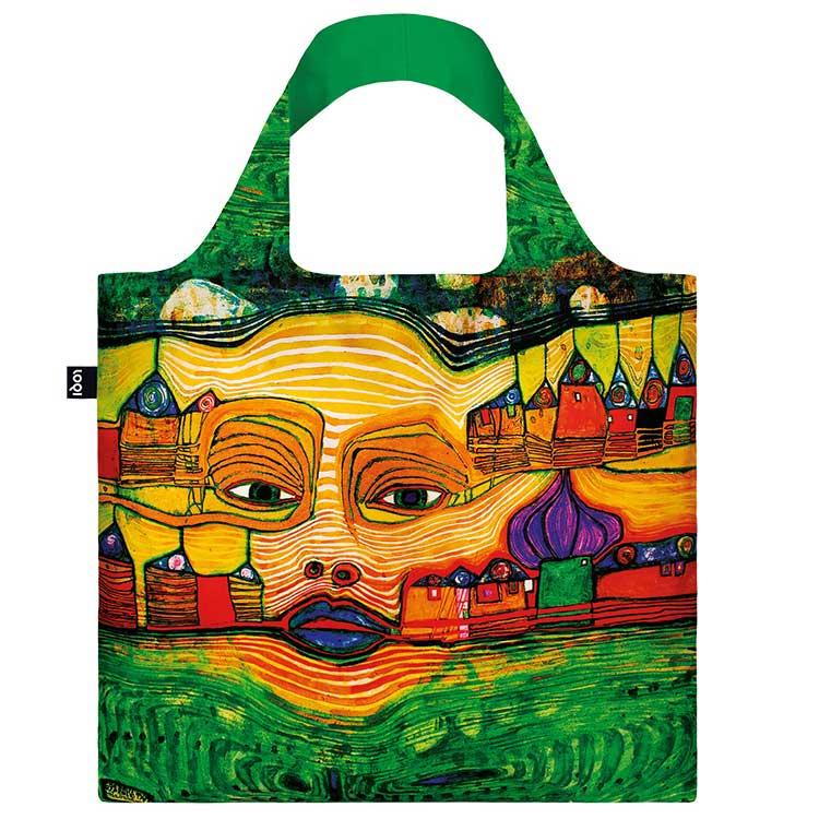 エコバッグ LOQI 正規品 Recycled Bag 撥水加工 大容量 折りたたみ ローキー MUSEUM Collection フンデルトヴァッサー/691 イリナランド オーバー ザ バルカン | 