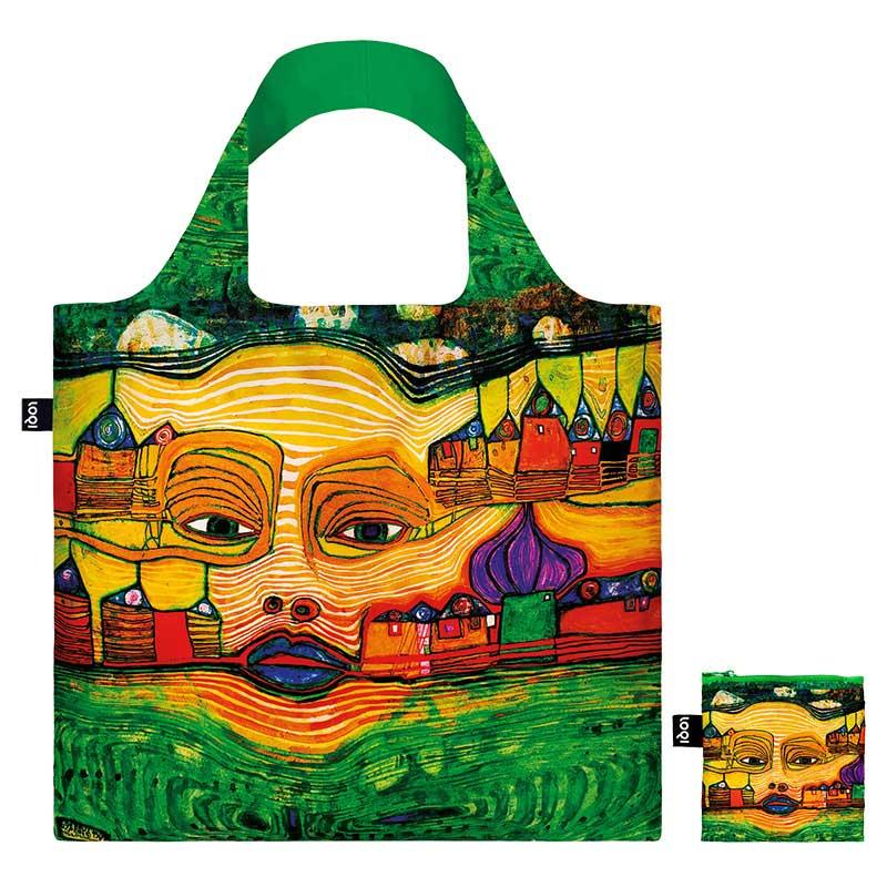 エコバッグ LOQI 正規品 Recycled Bag 撥水加工 大容量 折りたたみ ローキー MUSEUM Collection フンデルトヴァッサー/691 イリナランド オーバー ザ バルカン |  | 01