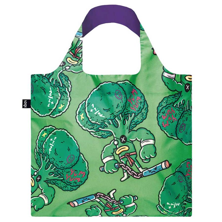 エコバッグ LOQI 正規品 Recycled Bag 撥水加工 トート型 大容量 折りたたみ ローキー ARTIST Collection ブロスマインド/イート ユア グリーン | 