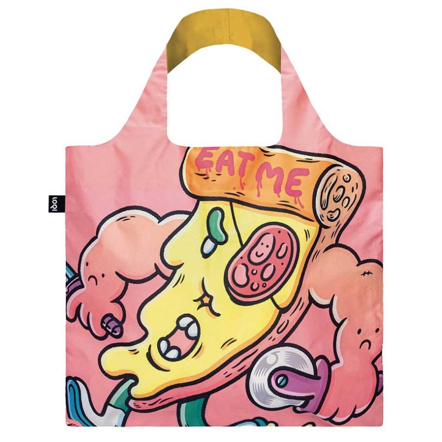 エコバッグ LOQI 正規品 Recycled Bag 撥水加工 トート型 大容量 折りたたみ ローキー ARTIST Collection ブロスマインド/スラッシャー ザ スライス | 