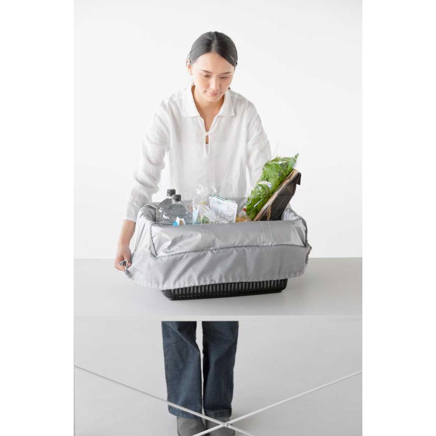 エコバッグ tower タワー 洗える持ち帰り寿司・ピザが入るレジかごバッグ 洗濯可 レジかご 幅広 ワイド 大容量 折りたたみ 山崎実業 正規品 2125 ライトグレー | tower | 05
