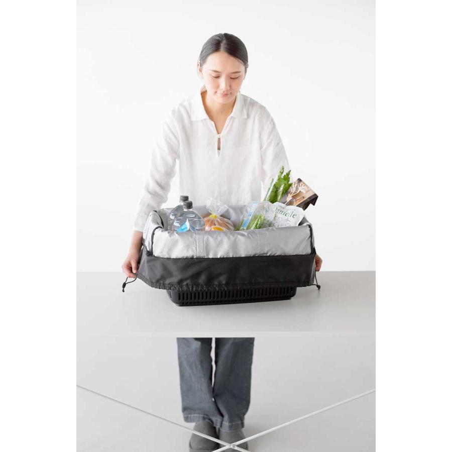 エコバッグ tower タワー 洗える持ち帰り寿司・ピザが入るレジかごバッグ 洗濯可 レジかご 幅広 ワイド 大容量 折りたたみ 山崎実業 正規品 2126 ブラック | tower | 05