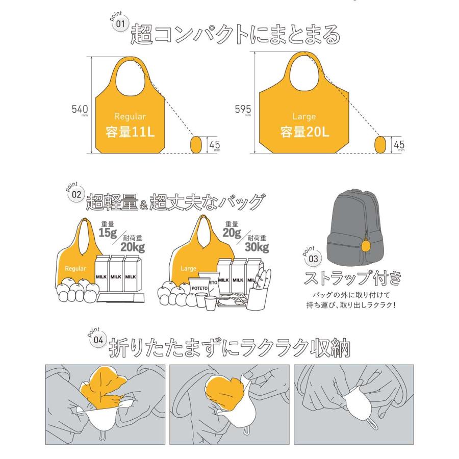 エコバッグ 100percent COCOON - Regular 専用樹脂ケース付き 超軽量 日本製 折りたたみ 100％ 100パーセント マスカット | 100percent | 06
