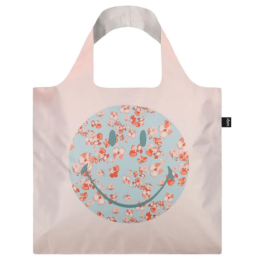 エコバッグ LOQI 正規品 Recycled Bag 撥水加工 トート型 大容量 折りたたみ ローキー ARTIST Collection スマイリー/ブロッサム | 
