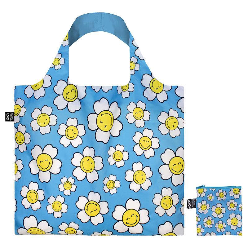 エコバッグ LOQI 正規品 Recycled Bag トート型 大容量 折りたたみ ローキー JP Flower Collection SMILEY Bag 日本限定 スマイリー バッグ/アクエリアス |  | 01