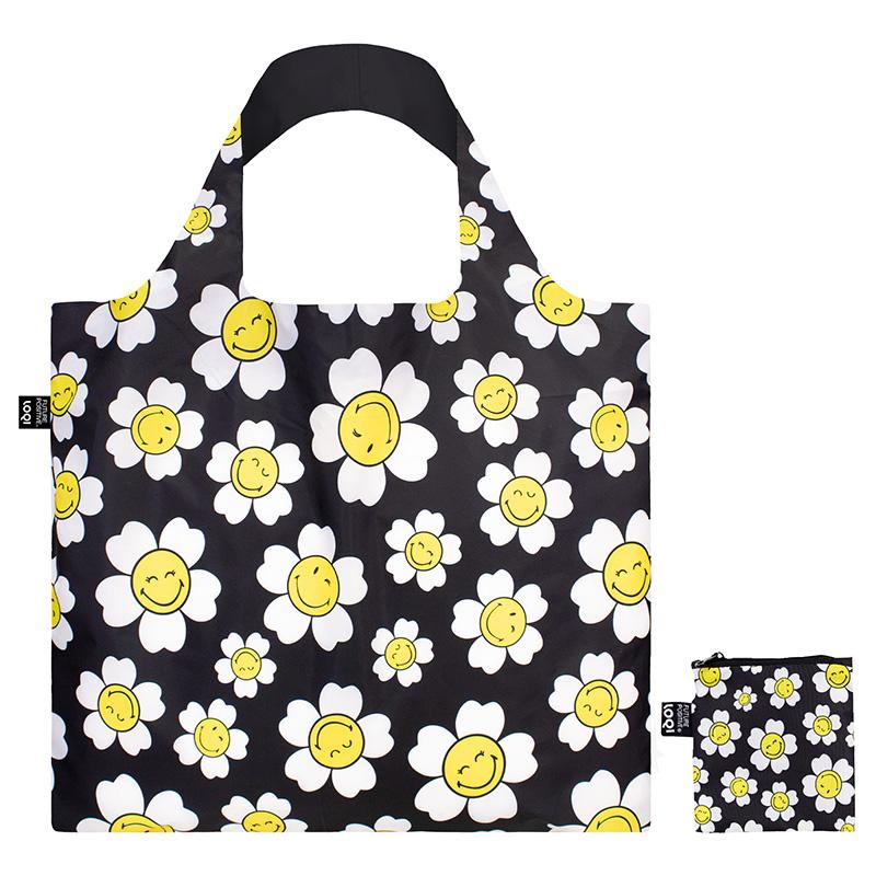 エコバッグ LOQI 正規品 Recycled Bag トート型 大容量 折りたたみ ローキー JP Flower Collection SMILEY Bag 日本限定 スマイリー バッグ/ブラック |  | 01