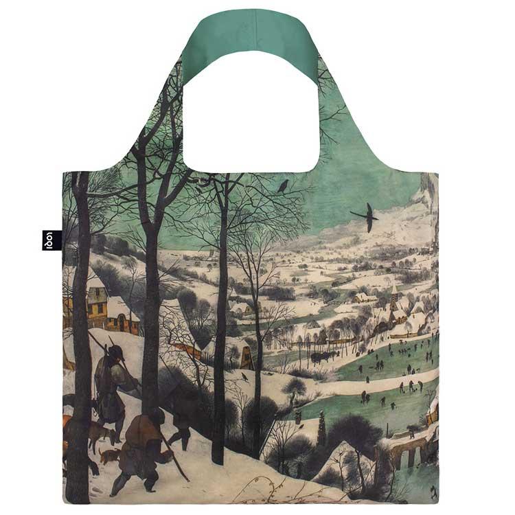 折りたたみトート エコバッグ LOQI Recycled Bag 撥水加工 ローキー 絵画 MUSEUM Collection ピーテル・ブリューゲル/ハンター イン ザ スノー 雪中の狩人 | 
