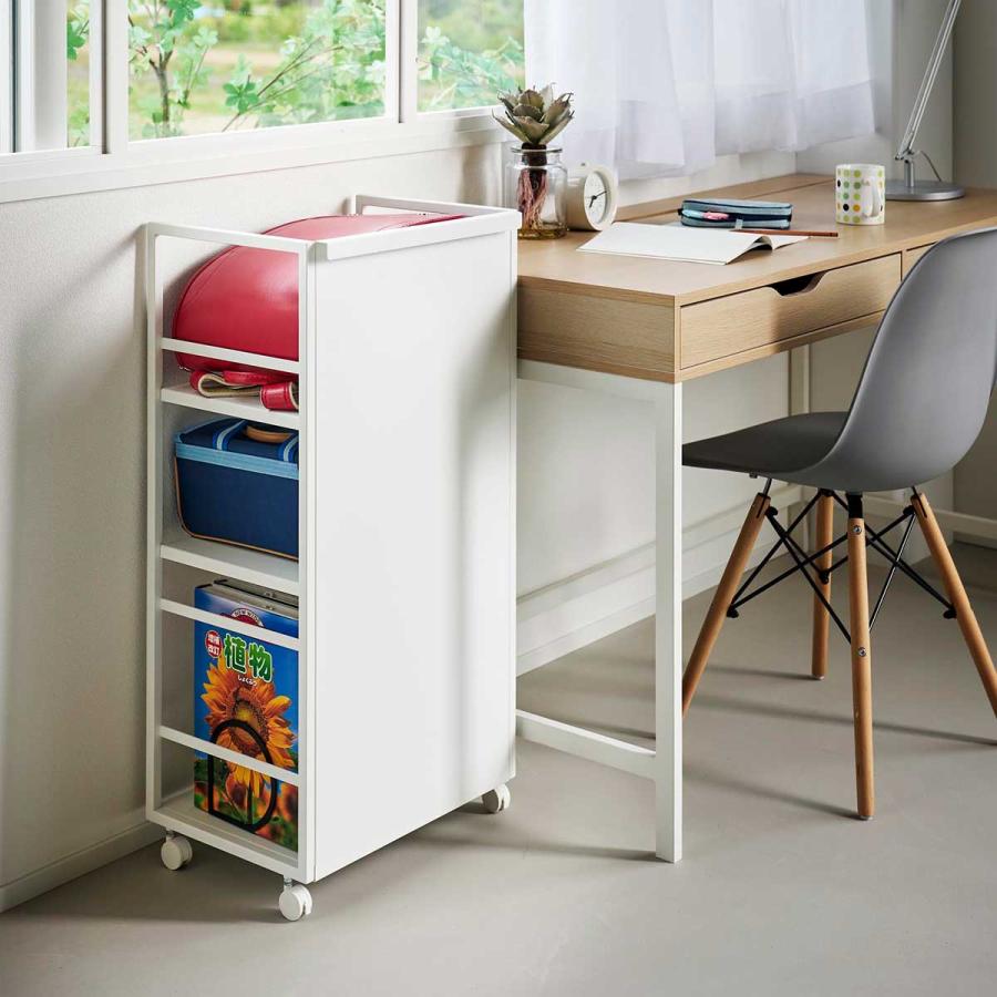 キャスター付きワゴン tower タワー 目隠しワゴン L 子供部屋 書斎 リビング 寝室 収納ワゴン スチールラック 山崎実業 正規品 1419 ホワイト | tower