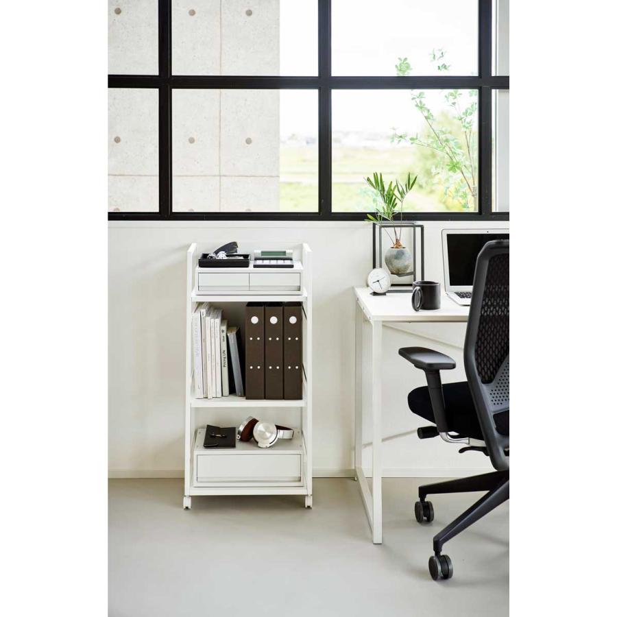 キャスター付きワゴン tower タワー 目隠しワゴン L 子供部屋 書斎 リビング 寝室 収納ワゴン スチールラック 山崎実業 正規品 1419 ホワイト | tower | 04