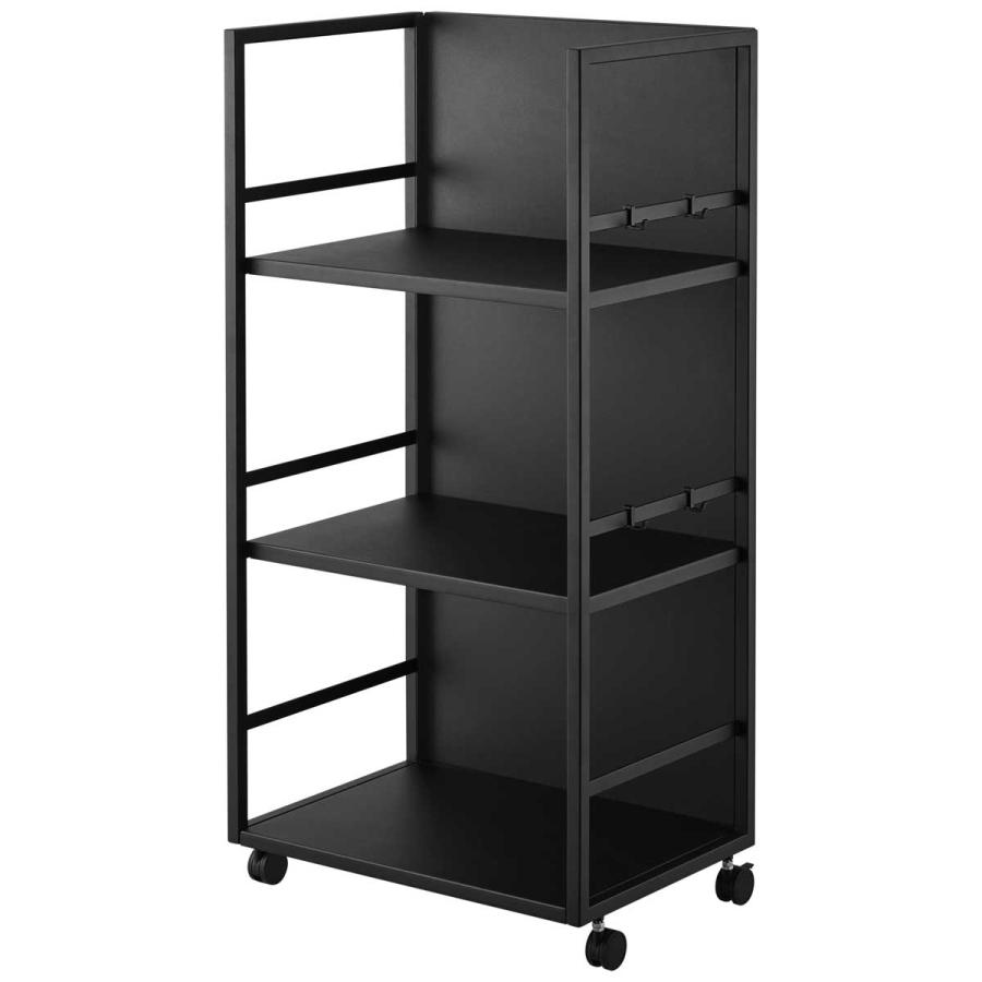 キャスター付きワゴン tower タワー 目隠しワゴン L 子供部屋 書斎 リビング 寝室 収納ワゴン スチールラック 山崎実業 正規品 1420 ブラック | tower | 01