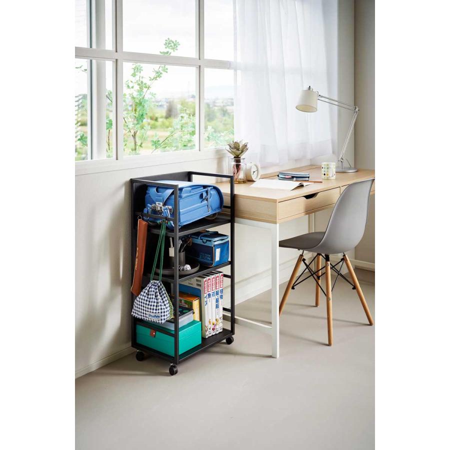 キャスター付きワゴン tower タワー 目隠しワゴン L 子供部屋 書斎 リビング 寝室 収納ワゴン スチールラック 山崎実業 正規品 1420 ブラック | tower | 02