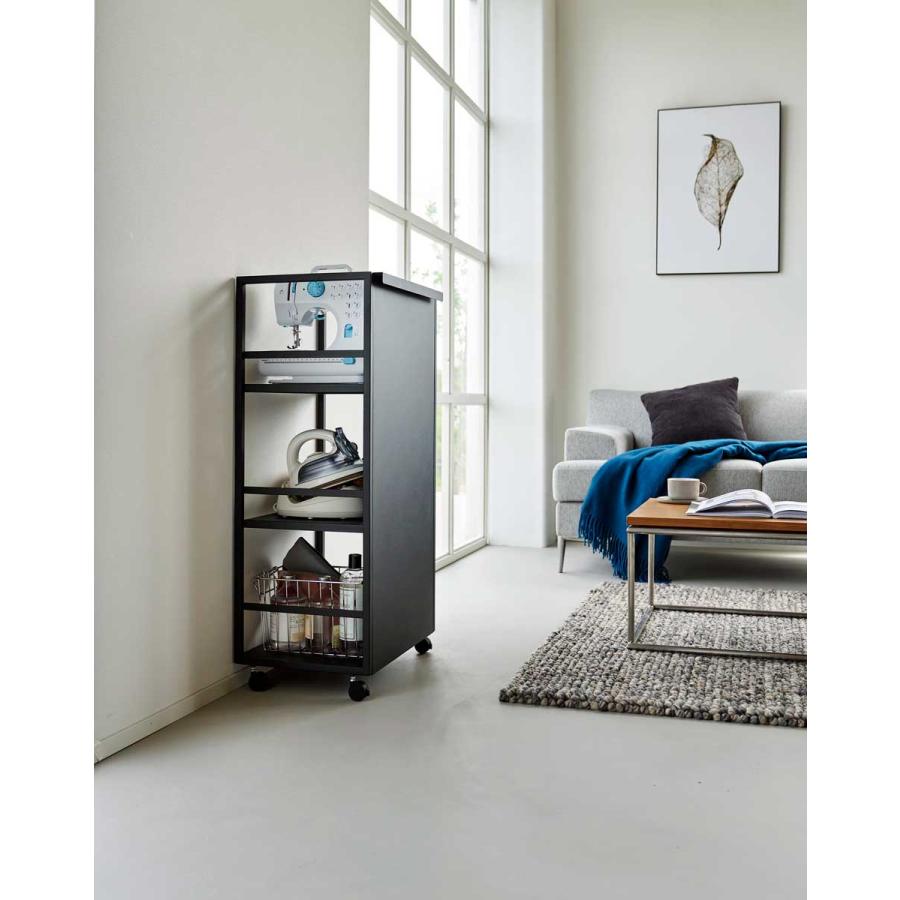 キャスター付きワゴン tower タワー 目隠しワゴン L 子供部屋 書斎 リビング 寝室 収納ワゴン スチールラック 山崎実業 正規品 1420 ブラック | tower | 03