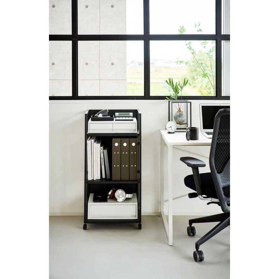 キャスター付きワゴン tower タワー 目隠しワゴン L 子供部屋 書斎 リビング 寝室 収納ワゴン スチールラック 山崎実業 正規品 1420 ブラック | tower | 04