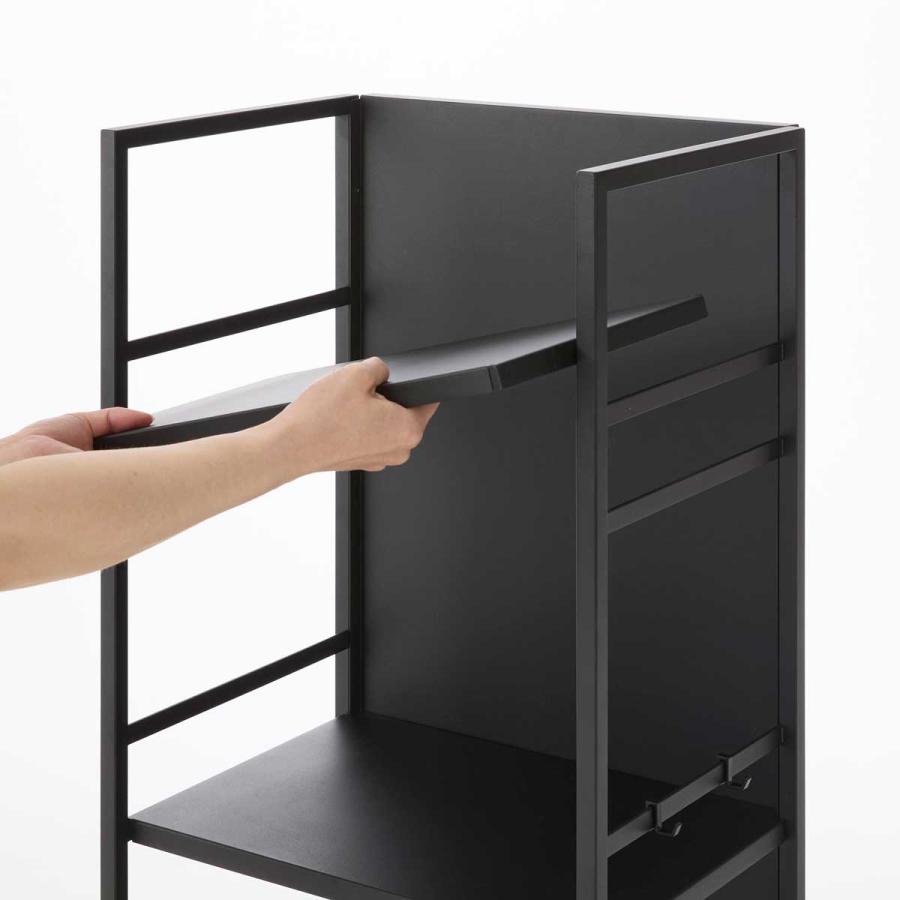 キャスター付きワゴン tower タワー 目隠しワゴン L 子供部屋 書斎 リビング 寝室 収納ワゴン スチールラック 山崎実業 正規品 1420 ブラック | tower | 06