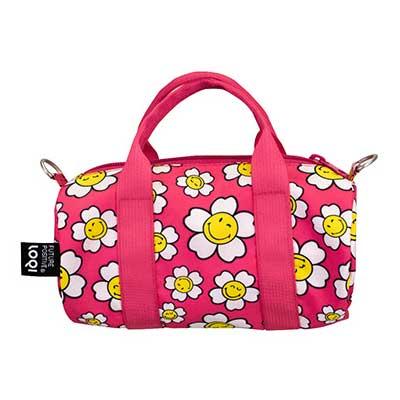 ミニバッグ LOQI 正規品 Small Weekender 日本限定 ショルダー フラワー スマイル ミニドラムバッグ ローキー Smiley Collection ラズベリー | LOQI