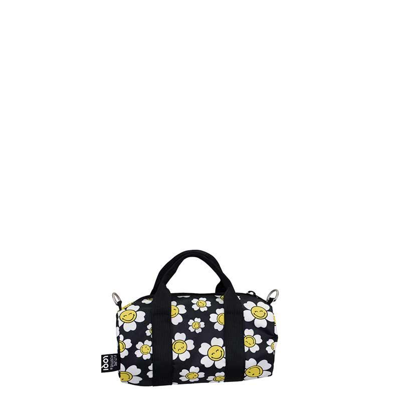 ミニバッグ LOQI 正規品 Small Weekender 日本限定 ショルダー フラワー スマイル ミニドラムバッグ ローキー Smiley Collection ブラック | LOQI | 03