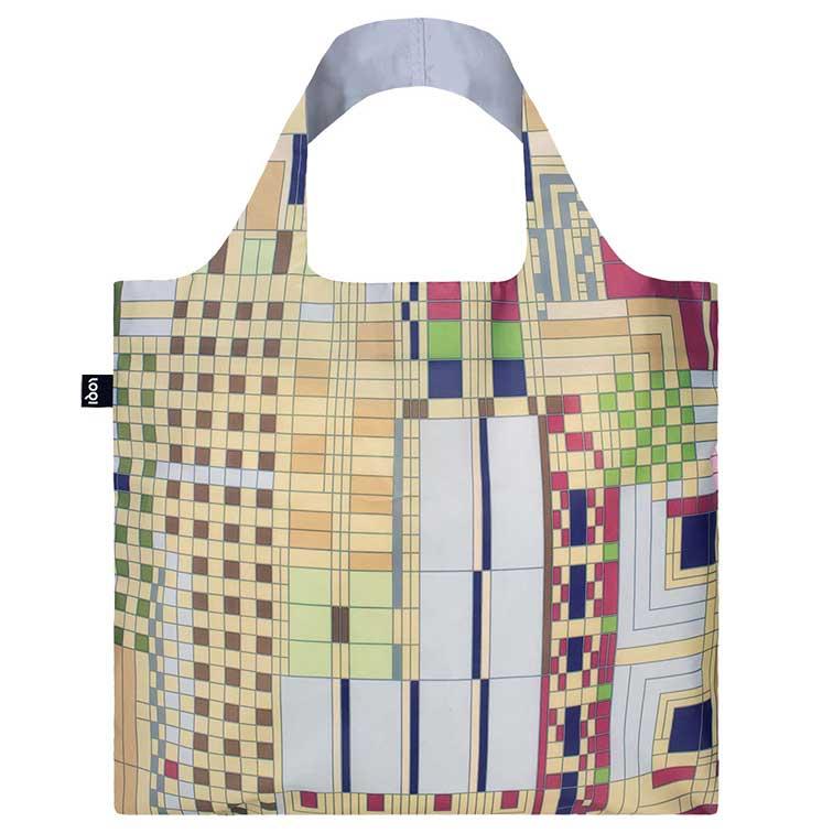 折りたたみトート エコバッグ LOQI 正規品 Recycled Bag 撥水加工 ローキー MUSEUM Collection フランク・ロイド・ライト オールドファッションウインドウ | LOQI