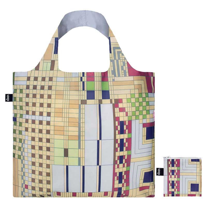 折りたたみトート エコバッグ LOQI 正規品 Recycled Bag 撥水加工 ローキー MUSEUM Collection フランク・ロイド・ライト オールドファッションウインドウ | LOQI | 01