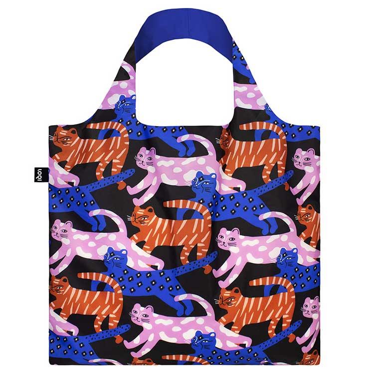 折りたたみトート エコバッグ LOQI 正規品 Recycled Bag Pouch Set 撥水加工 ポーチセット 大きめ ローキー ARTIST Collection グリッター・パワー / キャット | LOQI
