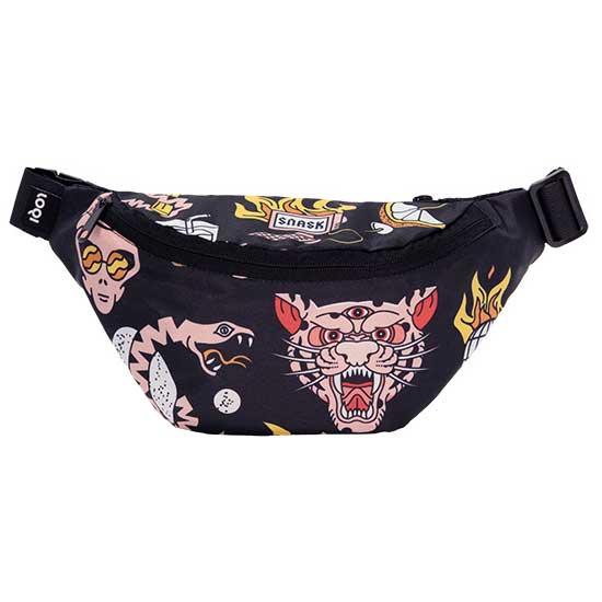 ボディバッグ LOQI 正規品 Recycled Bum Bag バムバッグ 撥水加工 ローキー ARTIST Collection SNASK スナスク / タイガー スネーク ビール ブラック | LOQI