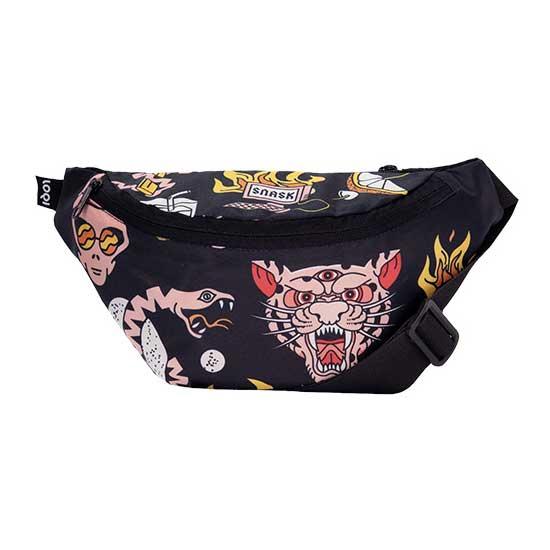 ボディバッグ LOQI 正規品 Recycled Bum Bag バムバッグ 撥水加工 ローキー ARTIST Collection SNASK スナスク / タイガー スネーク ビール ブラック | LOQI | 01