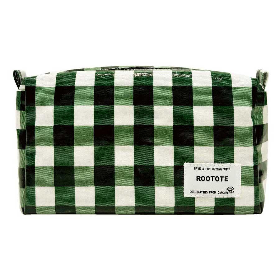 ポーチ ROOTOTE ルートート WR.ポーチ.ラミネート-Q 立体ポーチ ウィズルー 立体型 正規品 ギンガムチェック グリーン | ROOTOTE