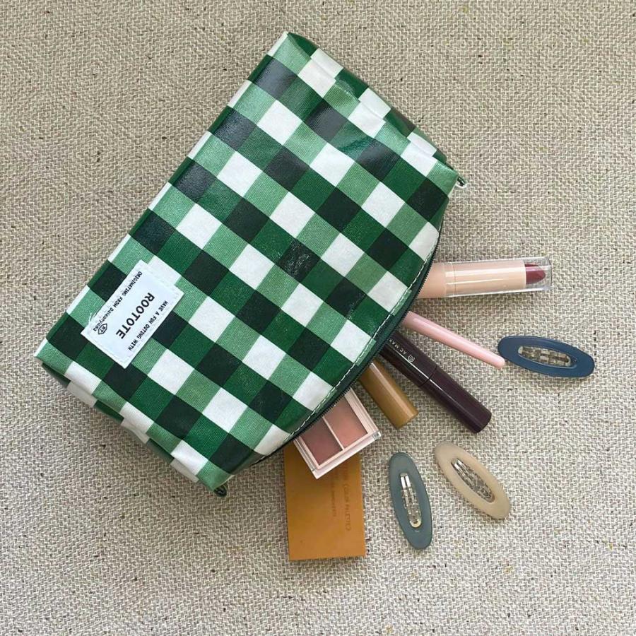 ポーチ ROOTOTE ルートート WR.ポーチ.ラミネート-Q 立体ポーチ ウィズルー 立体型 正規品 ギンガムチェック グリーン | ROOTOTE | 02