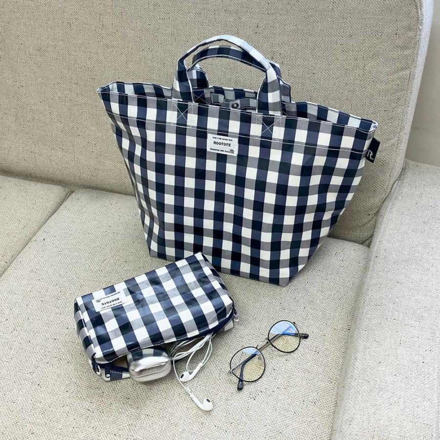 ポーチ ROOTOTE ルートート WR.ポーチ.ラミネート-Q 立体ポーチ ウィズルー 立体型 正規品 ギンガムチェック グリーン | ROOTOTE | 03