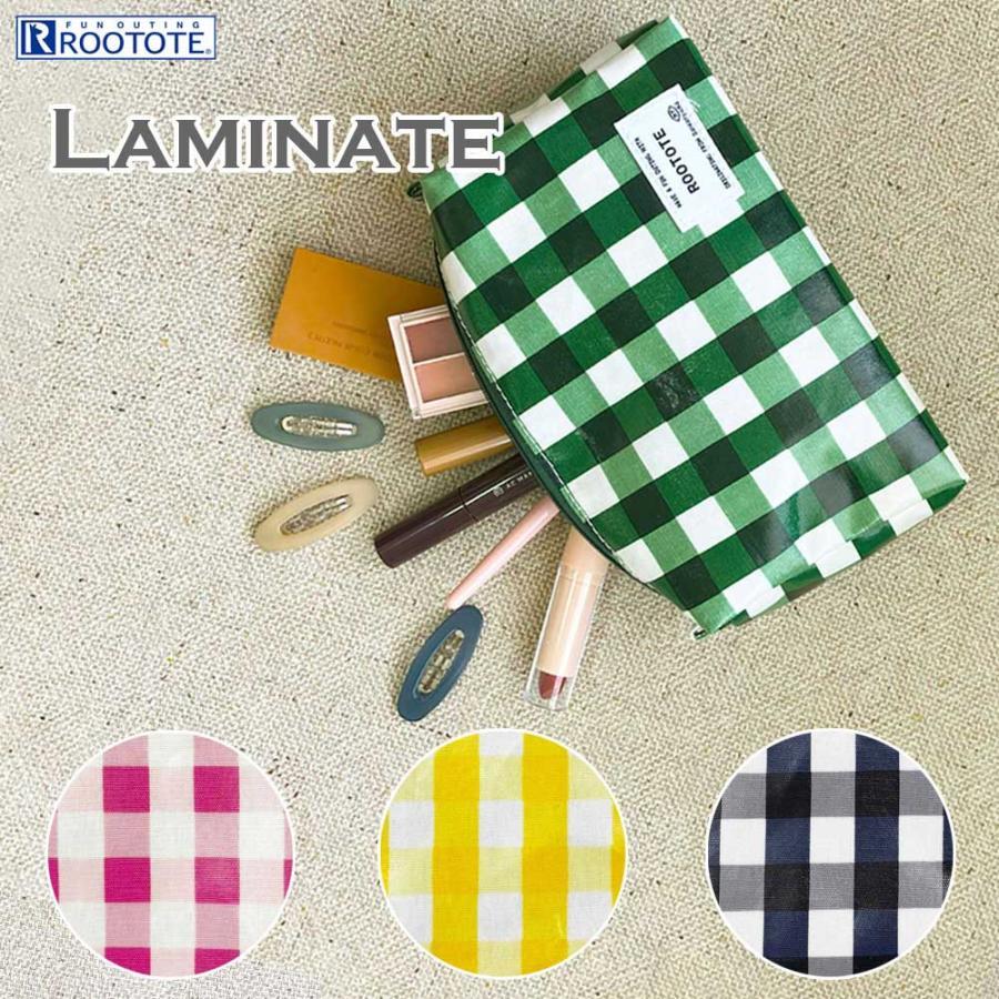 ポーチ ROOTOTE ルートート WR.ポーチ.ラミネート-Q 立体ポーチ ウィズルー 立体型 正規品 ギンガムチェック ネイビー | ROOTOTE | 01