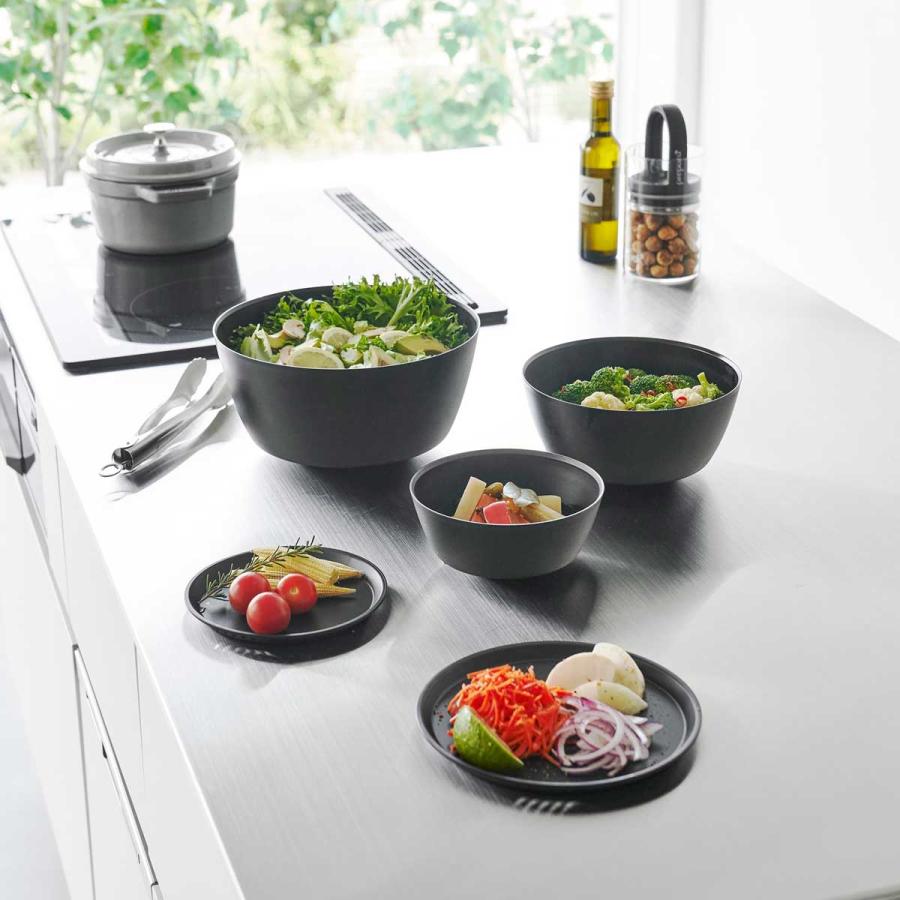 レンジボウル tower タワー 傾けて混ぜやすい調理ボウル 5点セット 電子レンジ対応 電子レンジ対応ボウル 料理ボウル 山崎実業 正規品 1394 ブラック | tower