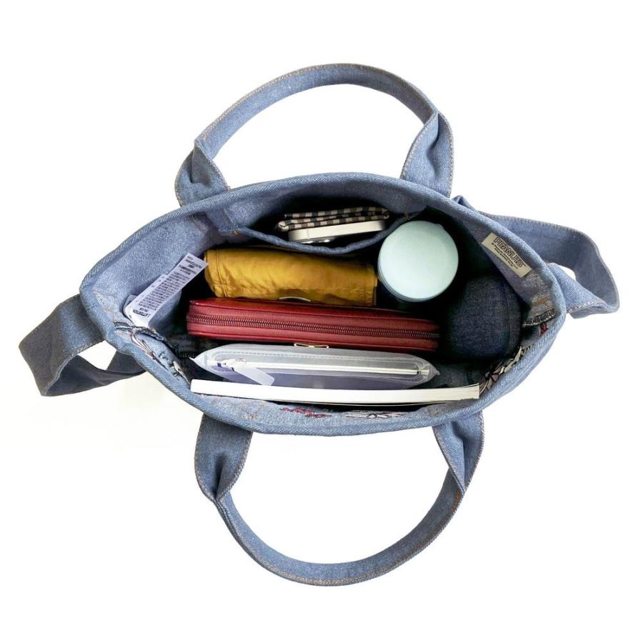 2025新作 スヌーピーバッグ ROOTOTE ルートート IP.デリ.シシュウ.ピーナッツ-0M デニム風合い仕立て 刺繍 スヌーピーグッズ トートバッグ 正規品 ネイビー | ROOTOTE | 06