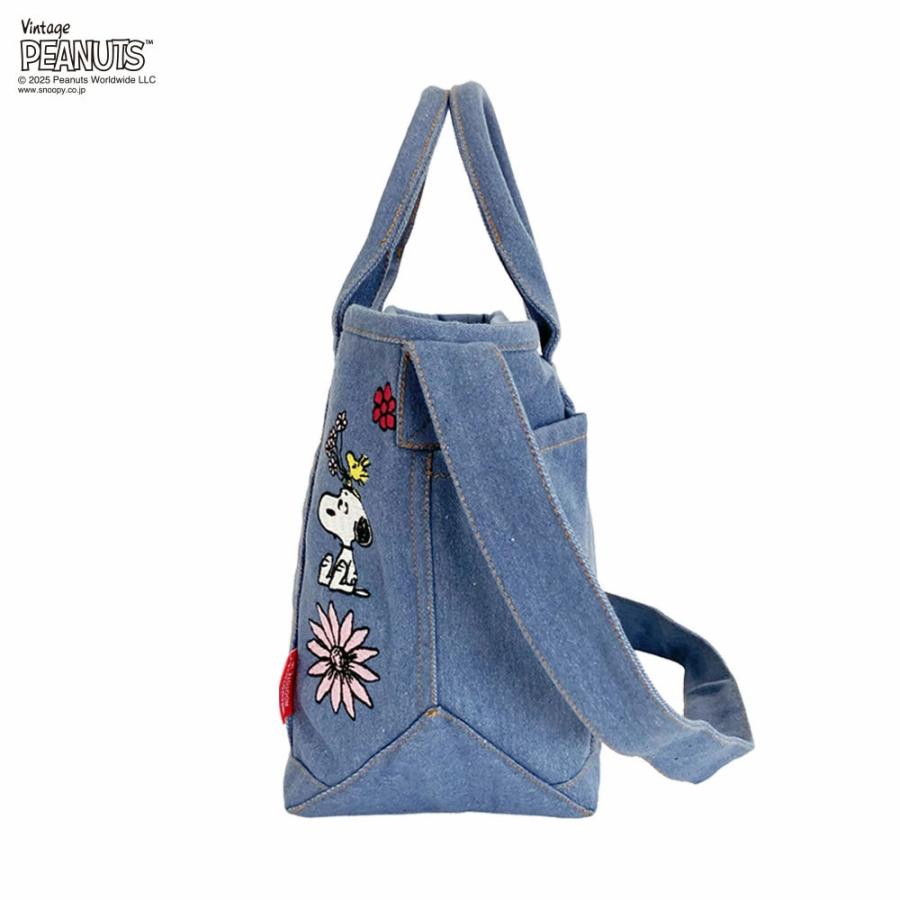2025新作 スヌーピーバッグ ROOTOTE ルートート IP.デリ.シシュウ.ピーナッツ-0M デニム風合い仕立て 刺繍 スヌーピーグッズ トートバッグ 正規品 ネイビー | ROOTOTE | 08