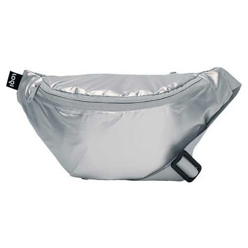 ボディバッグ LOQI 正規品 Recycled Bum Bag バムバッグ 撥水加工 メタリックシリーズ 肩掛け 両手フリー ローキー メタリック マットシルバー | LOQI | 02