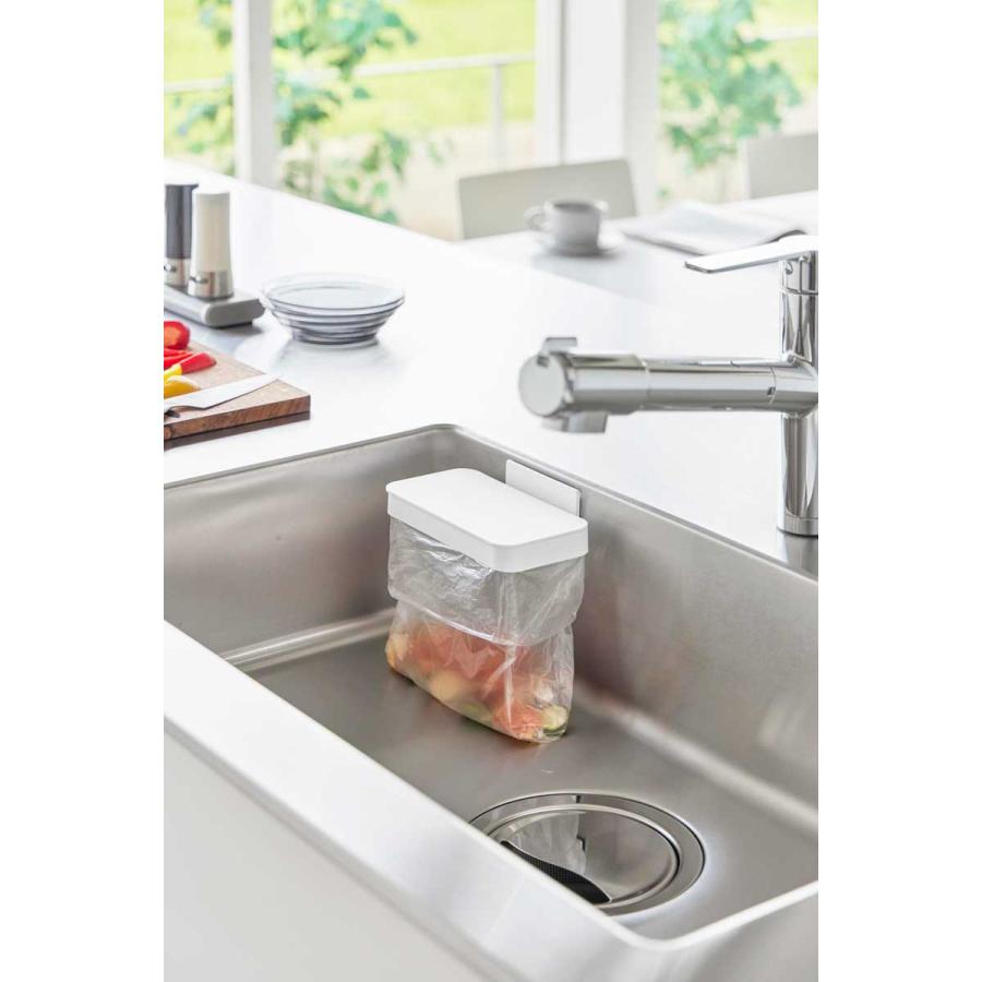 ポリ袋ホルダー tower タワー マグネット蓋付きポリ袋ホルダー ふた付き 生ゴミ 三角コーナー ゴミ箱 ゴミ袋ホルダー 山崎実業 正規品 1919 ホワイト | tower | 04