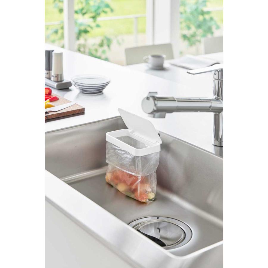 ポリ袋ホルダー tower タワー マグネット蓋付きポリ袋ホルダー ふた付き 生ゴミ 三角コーナー ゴミ箱 ゴミ袋ホルダー 山崎実業 正規品 1919 ホワイト | tower | 05