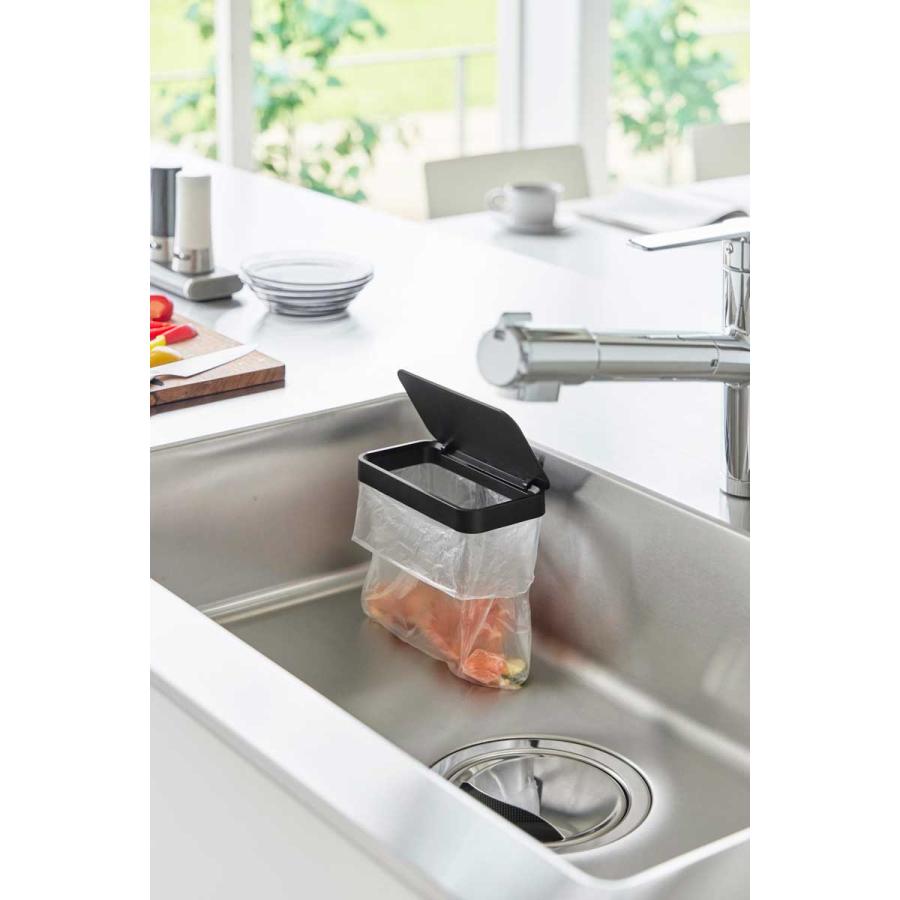 ポリ袋ホルダー tower タワー マグネット蓋付きポリ袋ホルダー ふた付き 生ゴミ 三角コーナー ゴミ箱 ゴミ袋ホルダー 山崎実業 正規品 1920 ブラック | tower | 05