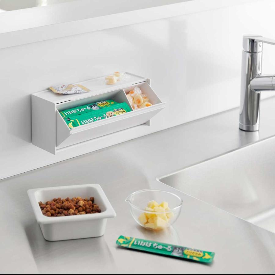 ペット用品 nooks ヌークス マグネットペットおやつ収納ケース 蓋付き スタッキング可 犬用 猫用 山崎実業 正規品 1983 ホワイト | 山崎実業