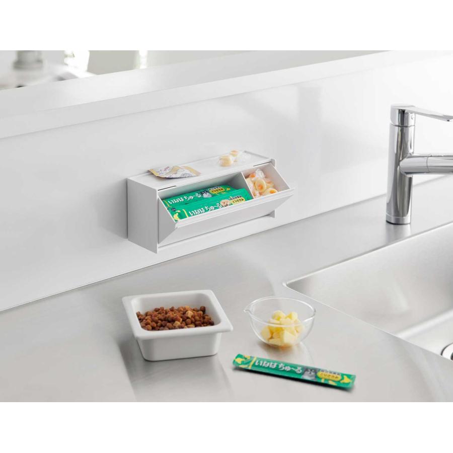 ペット用品 nooks ヌークス マグネットペットおやつ収納ケース 蓋付き スタッキング可 犬用 猫用 山崎実業 正規品 1983 ホワイト | 山崎実業 | 03