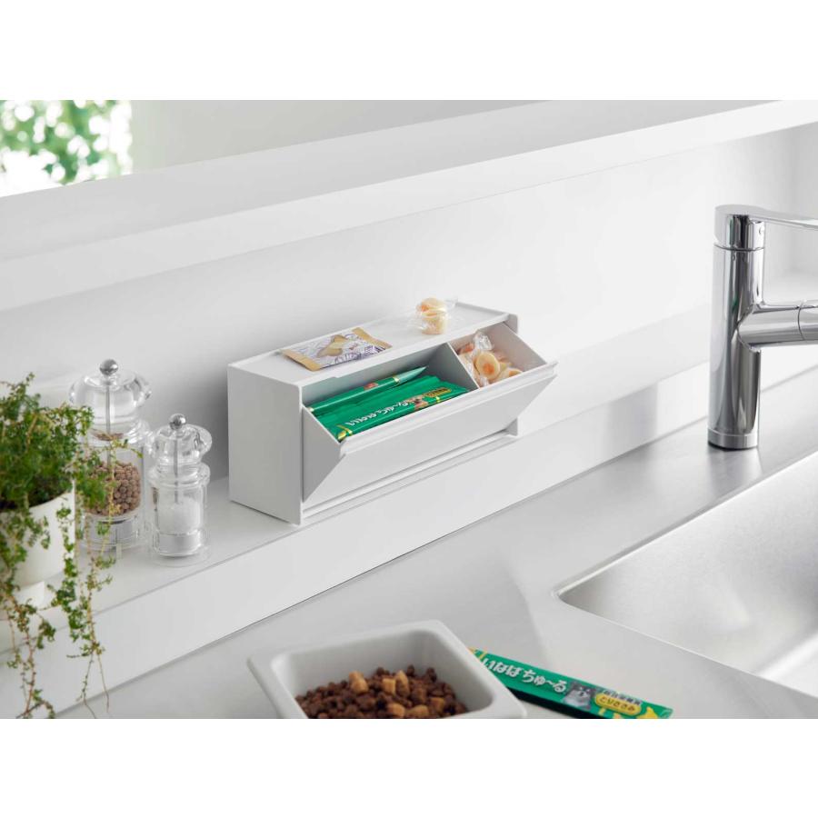 ペット用品 nooks ヌークス マグネットペットおやつ収納ケース 蓋付き スタッキング可 犬用 猫用 山崎実業 正規品 1983 ホワイト | 山崎実業 | 04