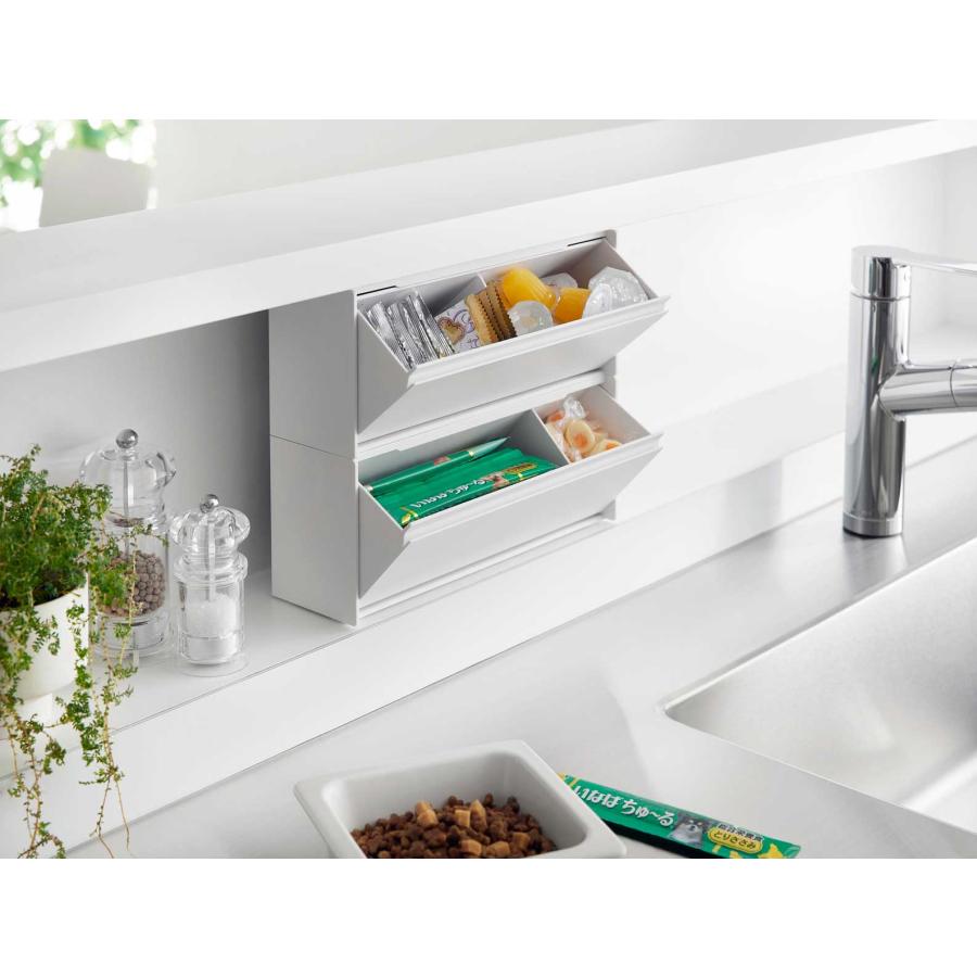 ペット用品 nooks ヌークス マグネットペットおやつ収納ケース 蓋付き スタッキング可 犬用 猫用 山崎実業 正規品 1983 ホワイト | 山崎実業 | 05