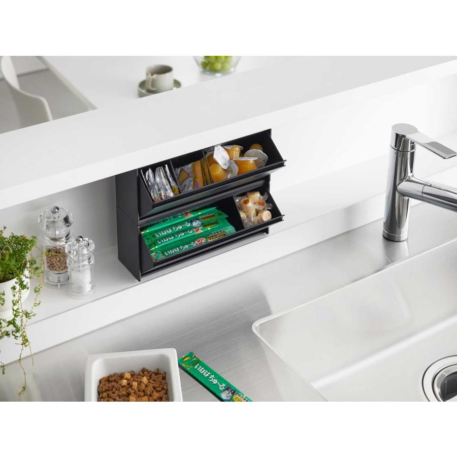 ペット用品 nooks ヌークス マグネットペットおやつ収納ケース 蓋付き スタッキング可 犬用 猫用 山崎実業 正規品 1984 ブラック | 山崎実業 | 05