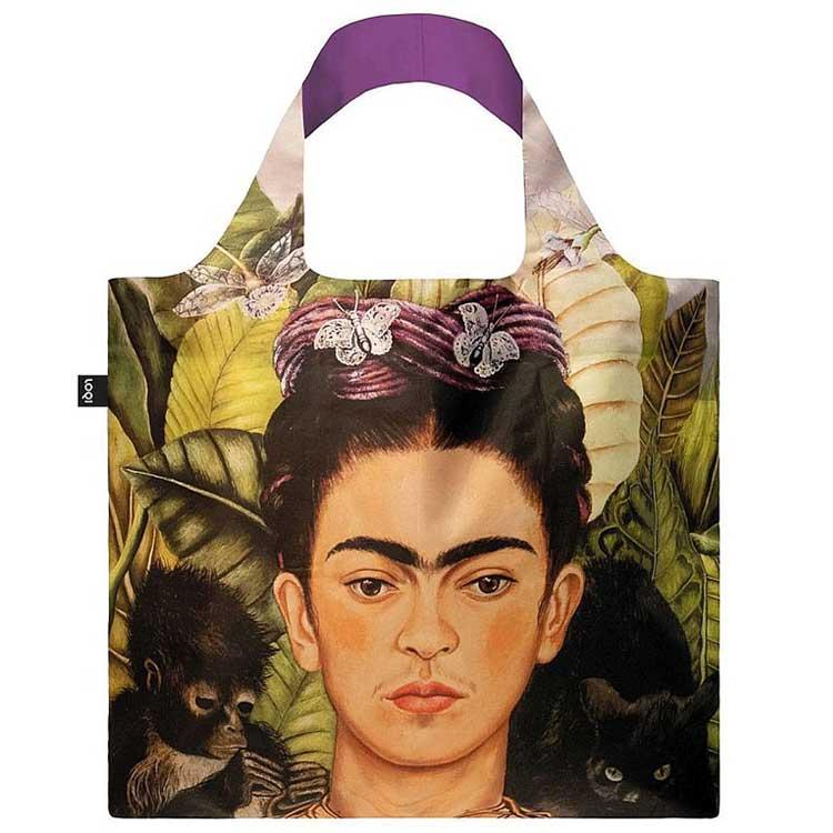 折りたたみトート エコバッグ LOQI 正規品 Recycled Bag 撥水加工 ポーチセット 大きめ ローキー フリーダ・カーロ /セルフポートレート ウィズ ハミングバード | LOQI