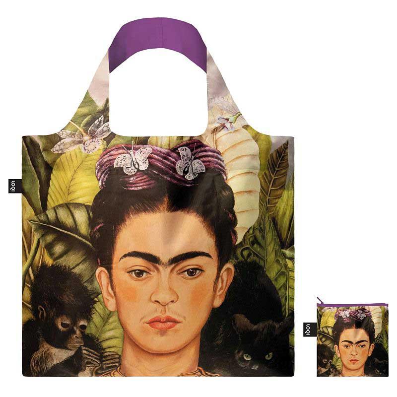 折りたたみトート エコバッグ LOQI 正規品 Recycled Bag 撥水加工 ポーチセット 大きめ ローキー フリーダ・カーロ /セルフポートレート ウィズ ハミングバード | LOQI | 01