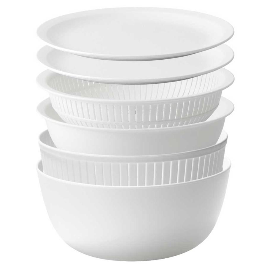 ボウルザルセット Like-it ライクイット 米とぎにも使えるザルとボウル 6点セット 電子レンジ対応 食洗器対応 日本製 ざる ボウル 正規品 ホワイト | 